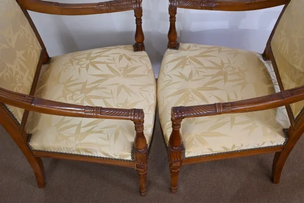 Paire de Fauteuils en Acajou, style Louis XVI / Directoire – Début XIXe