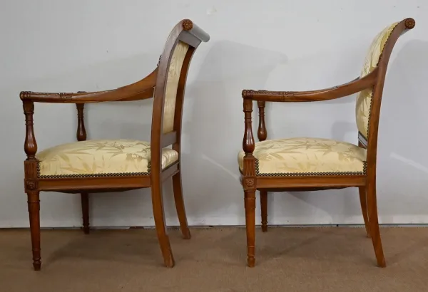 Paire de Fauteuils en Acajou, style Louis XVI / Directoire – Début XIXe
