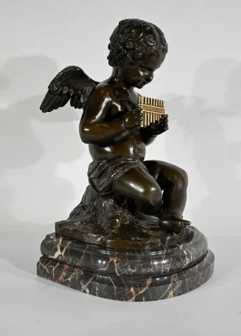 Bronze « Angelot à la Flûte » - Fin XIXe