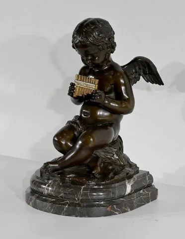 Bronze « Angelot à la Flûte » - Fin XIXe