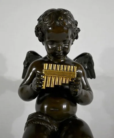 Bronze « Angelot à la Flûte » - Fin XIXe