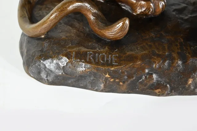 Important Bronze « Couple de Lionnes », de L. Riché – Début XXe