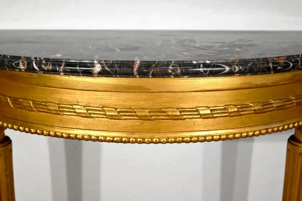 Console en Marbre et Bois Doré, style Louis XVI – Début XXe