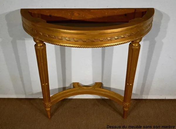 Console en Marbre et Bois Doré, style Louis XVI – Début XXe