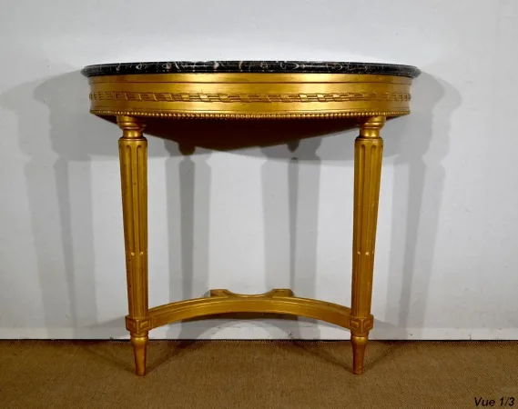 Console en Marbre et Bois Doré, style Louis XVI – Début XXe