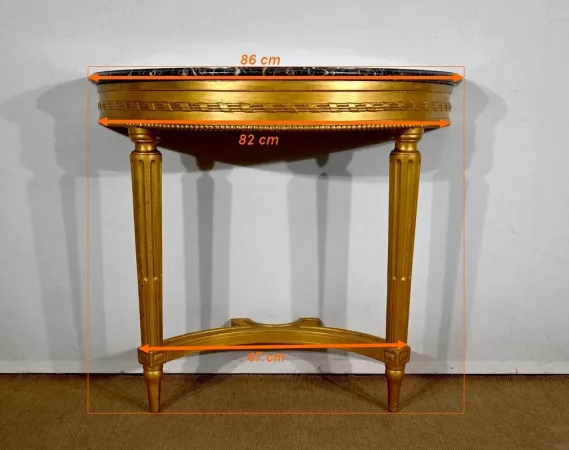 Console en Marbre et Bois Doré, style Louis XVI – Début XXe