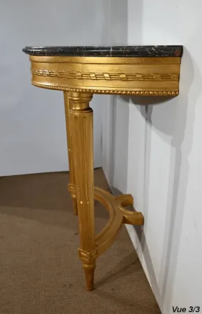 Console en Marbre et Bois Doré, style Louis XVI – Début XXe