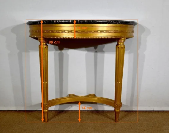 Console en Marbre et Bois Doré, style Louis XVI – Début XXe