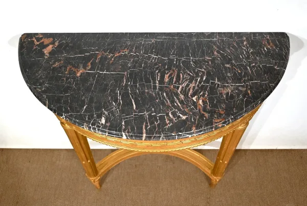 Console en Marbre et Bois Doré, style Louis XVI – Début XXe