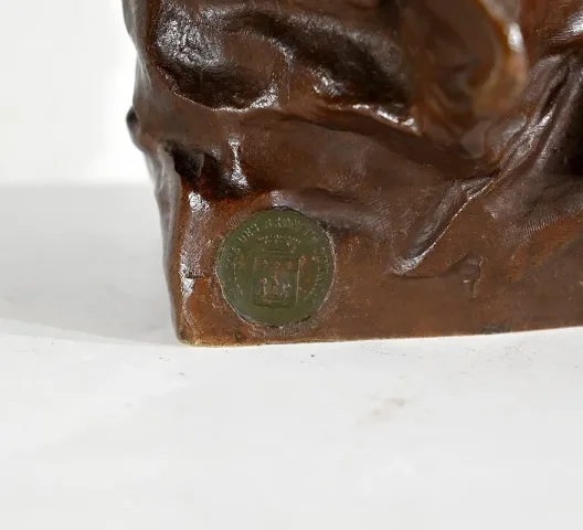 Bronze « Jeune femme espiègle »  de G. Van Der Straeten, Art Nouveau – Fin XIXe