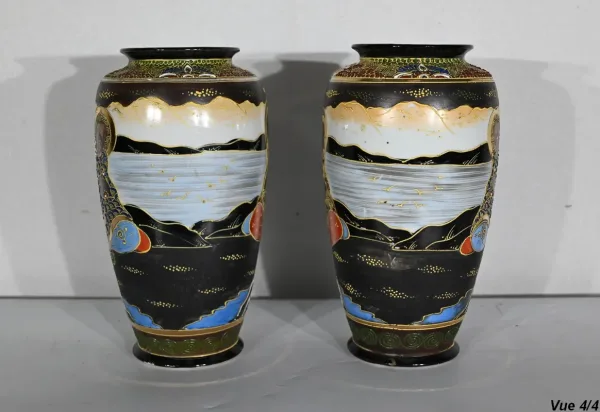 Paire de Vases Satsuma en Porcelaine du Japon – Début XXe