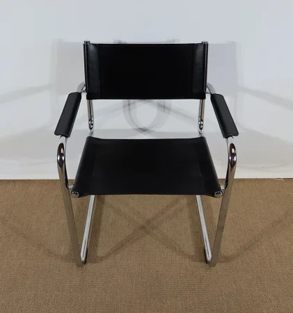 Paire de Fauteuils en Cuir et Métal Chromé, d’après M. Breuer – 1970