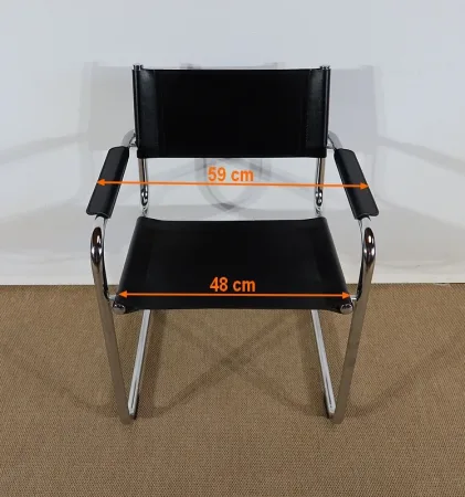 Paire de Fauteuils en Cuir et Métal Chromé, d’après M. Breuer – 1970