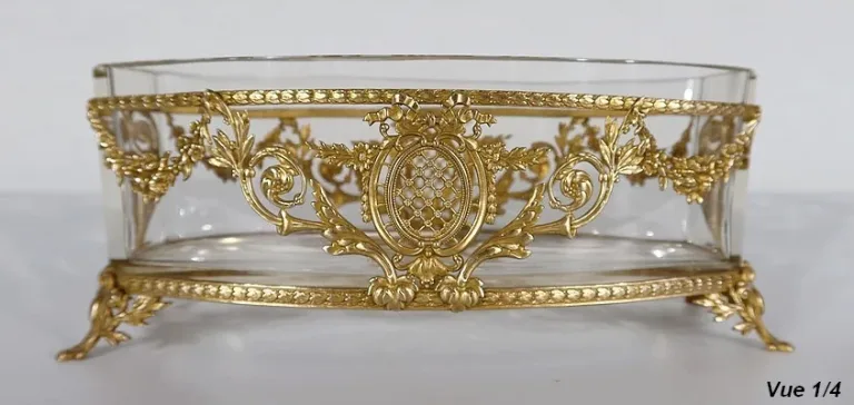 Petite Jardinière en Verre et Laiton, style Louis XVI – 1900