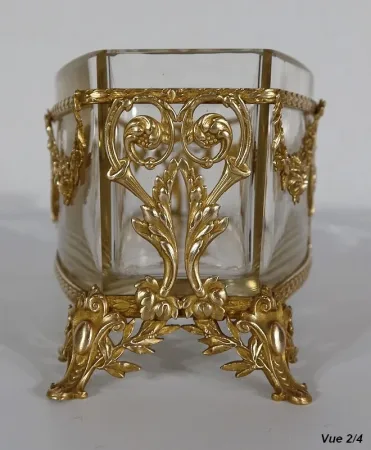 Petite Jardinière en Verre et Laiton, style Louis XVI – 1900
