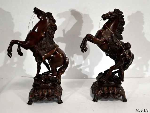 Ensemble de Cheminée "Les Chevaux de Marly", d’après G. Coustou – Début XXe