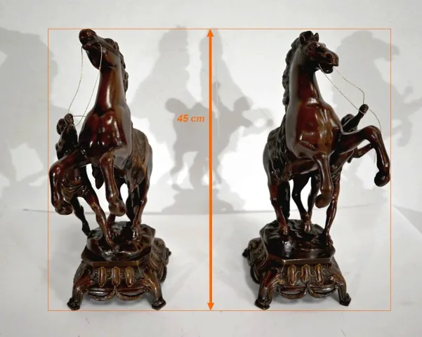 Ensemble de Cheminée "Les Chevaux de Marly", d’après G. Coustou – Début XXe
