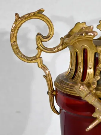 Paire de Cassolettes en Céramique et Métal Doré, style Louis XVI - XXe