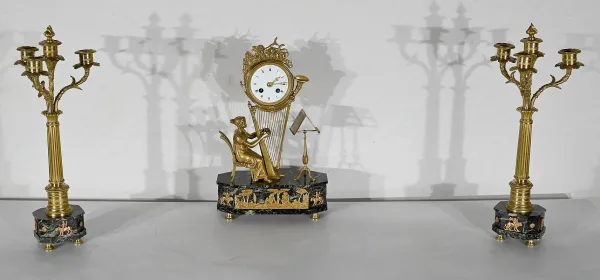 Garniture de Cheminée « La Harpiste » - XIXe