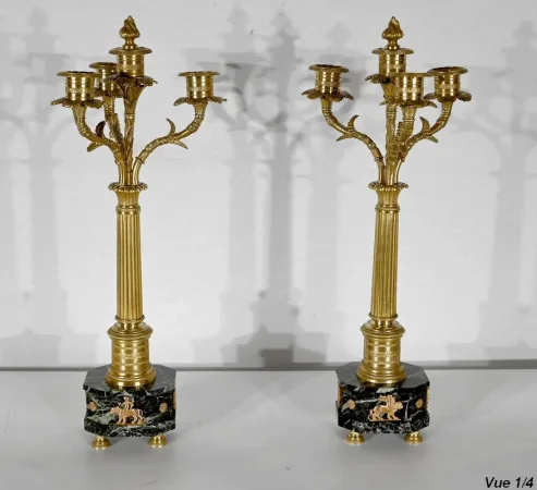 Garniture de Cheminée « La Harpiste » - XIXe