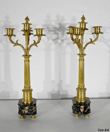 Garniture de Cheminée « La Harpiste » - XIXe