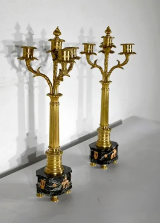 Garniture de Cheminée « La Harpiste » - XIXe