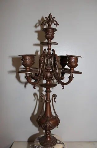 Paire de Chandeliers en Régule et Marbre - Début XXe