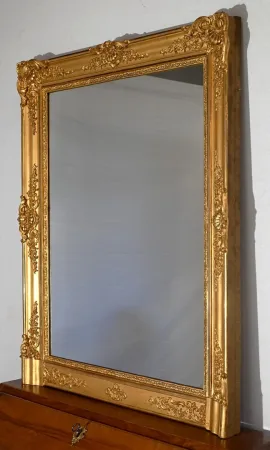 Miroir de Cheminée en Bois Doré, époque Restauration – Début XIXe