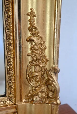Miroir de Cheminée en Bois Doré, époque Restauration – Début XIXe
