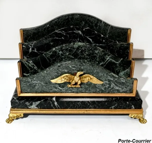 Rare Nécessaire de Bureau en Marbre et Bronze, style Empire – 2ème moitié du XIXe