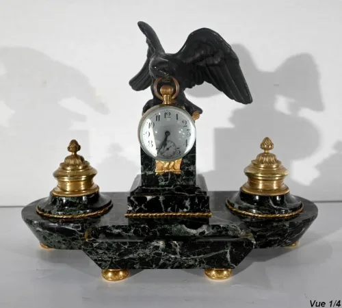 Rare Nécessaire de Bureau en Marbre et Bronze, style Empire – 2ème moitié du XIXe