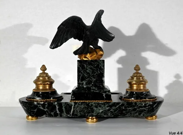Rare Nécessaire de Bureau en Marbre et Bronze, style Empire – 2ème moitié du XIXe