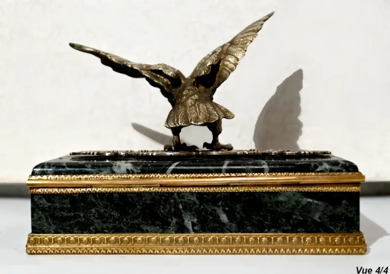 Rare Nécessaire de Bureau en Marbre et Bronze, style Empire – 2ème moitié du XIXe