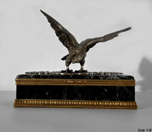 Rare Nécessaire de Bureau en Marbre et Bronze, style Empire – 2ème moitié du XIXe