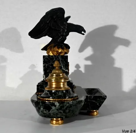 Rare Nécessaire de Bureau en Marbre et Bronze, style Empire – 2ème moitié du XIXe