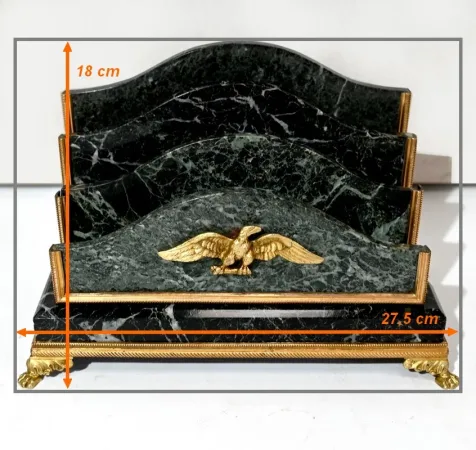 Rare Nécessaire de Bureau en Marbre et Bronze, style Empire – 2ème moitié du XIXe