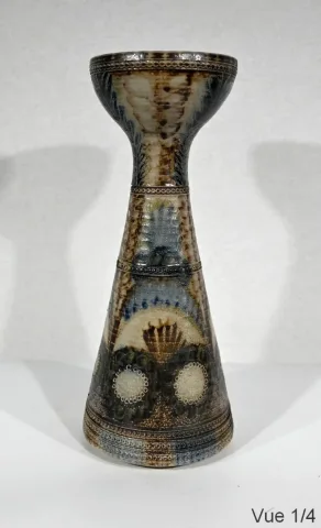 SALT SANDSTONE VASE signiert JC COURJAULT für KERALUC, QUIMPER