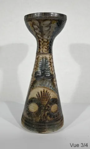 SALT SANDSTONE VASE signiert JC COURJAULT für KERALUC, QUIMPER