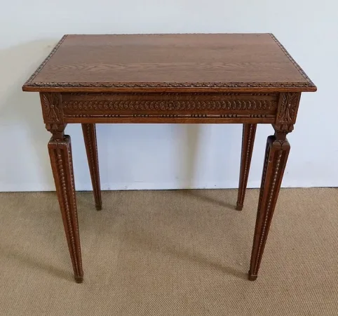 Petite Table d’appoint en Chêne massif, goût Louis XVI – 1900