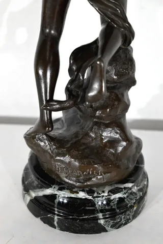 BRONZE OF DIANA THE HUNTRESS signed J. GARNIER