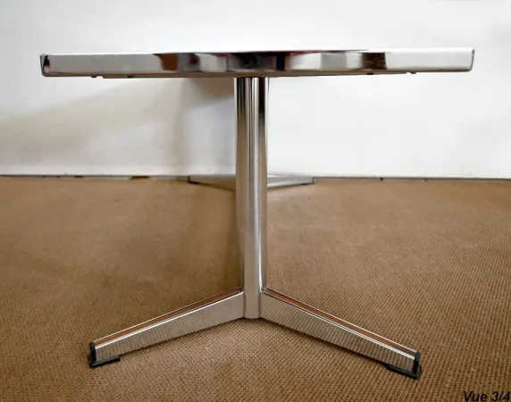 Table Basse Rectangulaire en Chrome et Émail - 1970