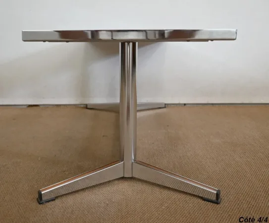 Table Basse Rectangulaire en Chrome et Émail - 1970