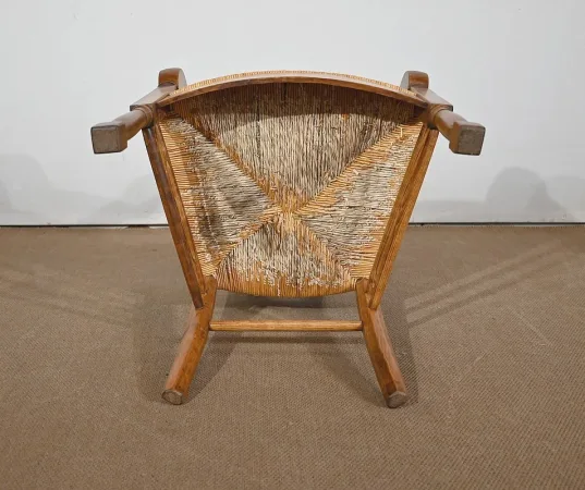 Fauteuil en Merisier massif, époque Empire – Début XIXe
