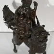 Bronze Personnage Chinois et Chien de Fao, Style asiatique - Début XXe