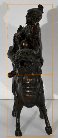 Bronze Personnage Chinois et Chien de Fao, Style asiatique - Début XXe