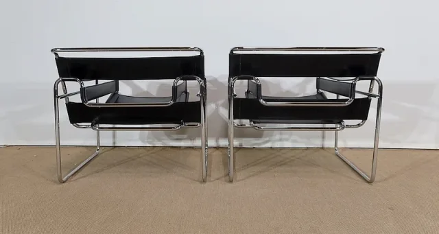 Paire d’importants Fauteuils Wassily B3 de M. Breuer – Début XXe