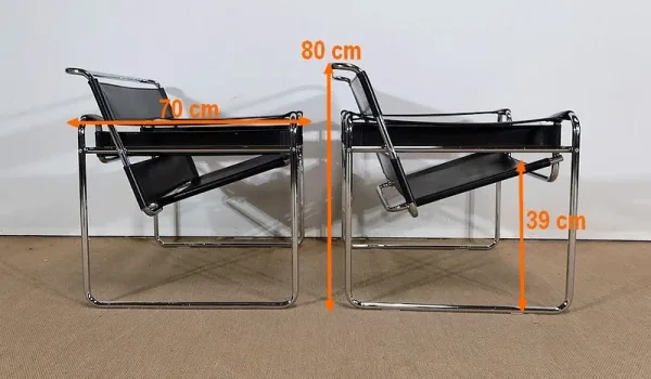 Paire d’importants Fauteuils Wassily B3 de M. Breuer – Début XXe
