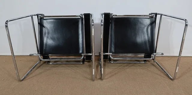 Paire d’importants Fauteuils Wassily B3 de M. Breuer – Début XXe