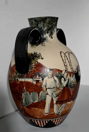 Vase de Ciboure en Grès, signé C. Fischer – Fin XXe