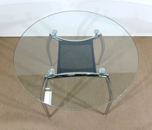 Table en Métal Chromé et Verre – 1970